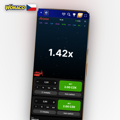 Ikona auto-bet v Aviator app Wonaco Casino – automaticky opakovaná sázka bez zásahu