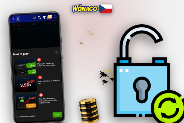 Panel historie kol Aviator ve Wonaco Casino zobrazující násobitele a seed jednotlivých kol