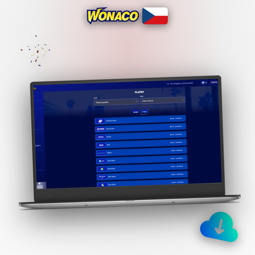 Wonaco Casino výběr výher na mobilu a desktopu s ikonami platebních metod