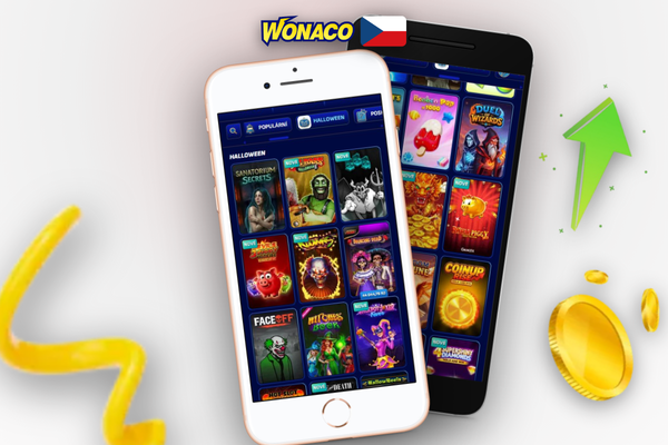 iPhone s otevřenou Wonaco Casino aplikací v sázkové sekci pro iOS uživatele