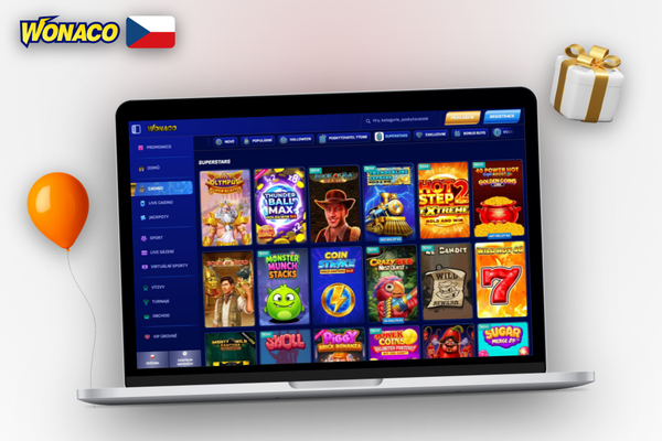 iPhone a notebook se synchronizovaným účtem Wonaco Casino – stejný zůstatek všude