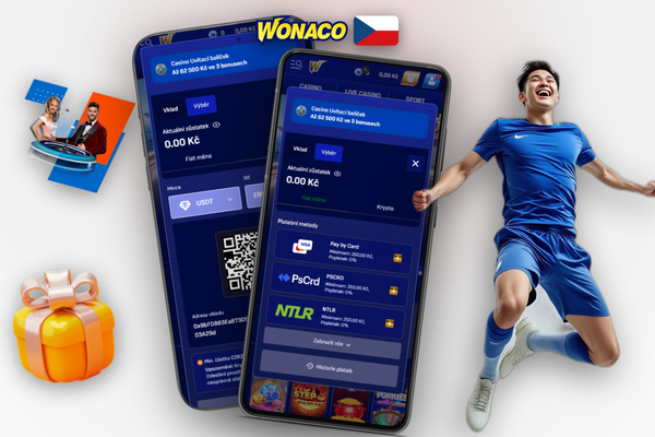 Zadání promo kódu CZWONA100 v pokladně Wonaco Casino pro aktivaci bonusu