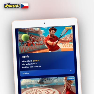 Wonaco Casino uvítací balíček 100 % bonus až do 25 000 CZK s 200 free spiny